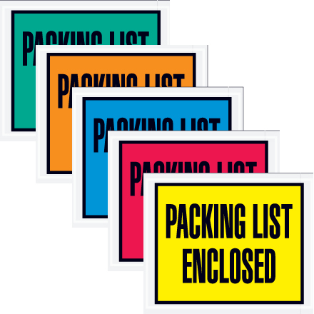 "Packing List Enclosed" (Full Face) Envelopes